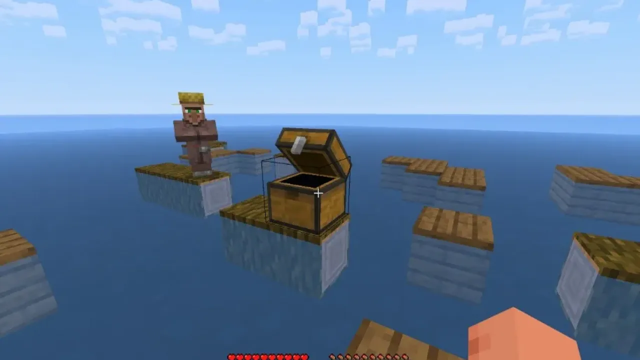 jangada no oceano em um bloco no oceano para minecraft bedrock