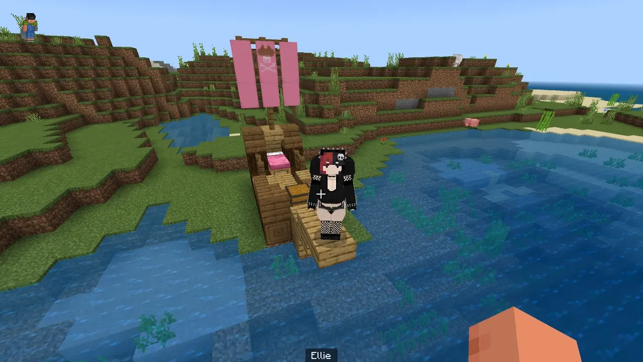 Ellie no navio Ellie girl mod para minecraft bedrock