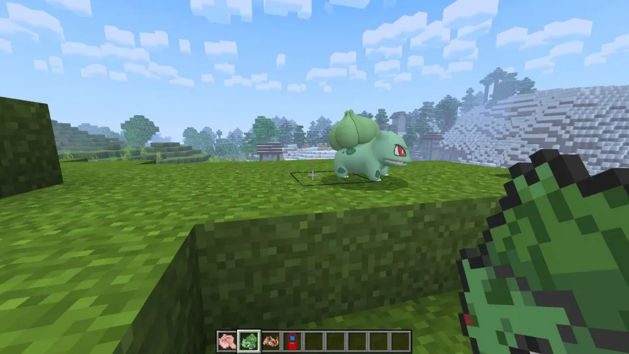 Bulbasaur no mod Pokémon para minecraft bedrock