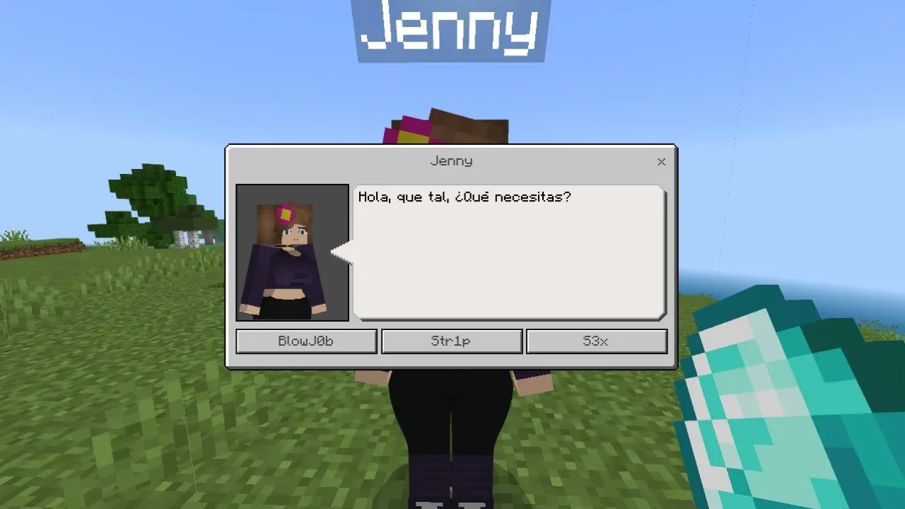 diálogo em jenny fashion para minecraft bedrock