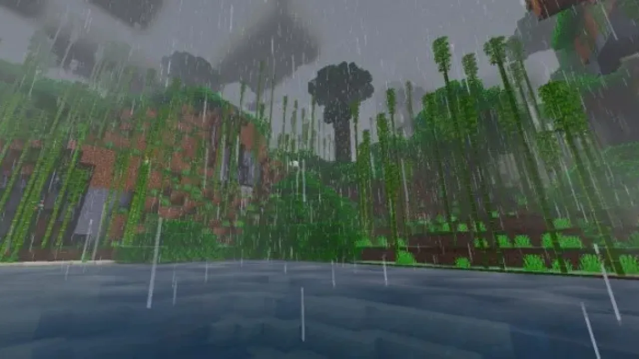 chuva em shaders BLS para minecraft bedrock