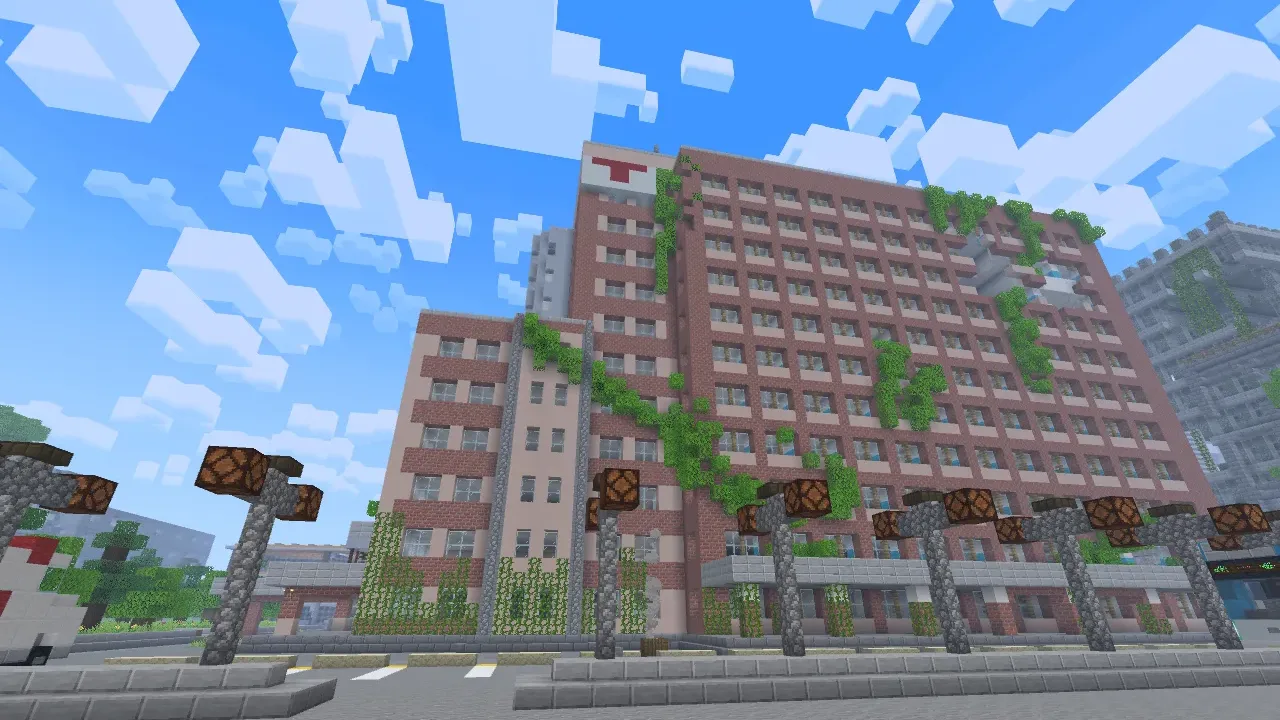 hospital no mapa da cidade do Apocalipse Zumbi para Minecraft PE