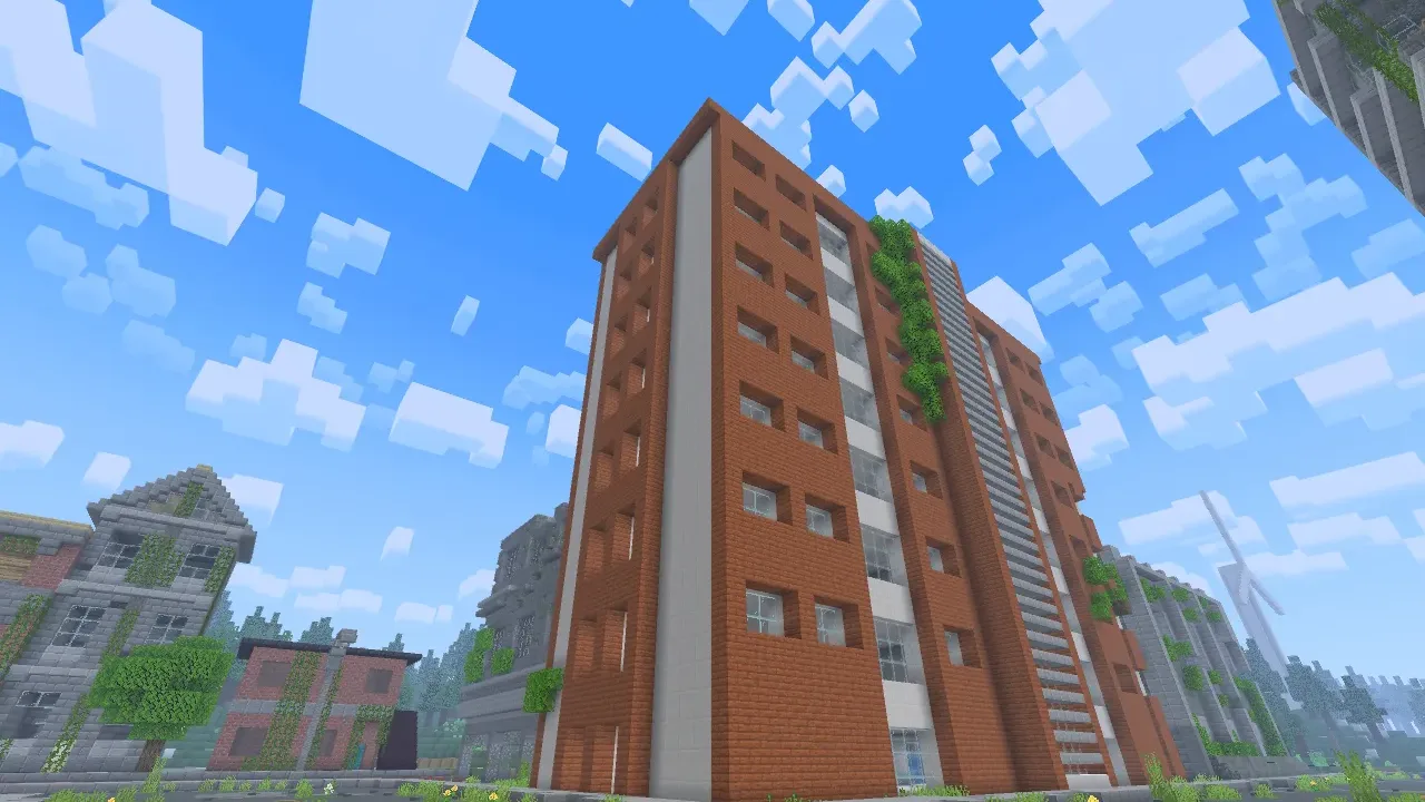 edifício residencial no mapa da cidade do Apocalipse Zumbi para Minecraft PE