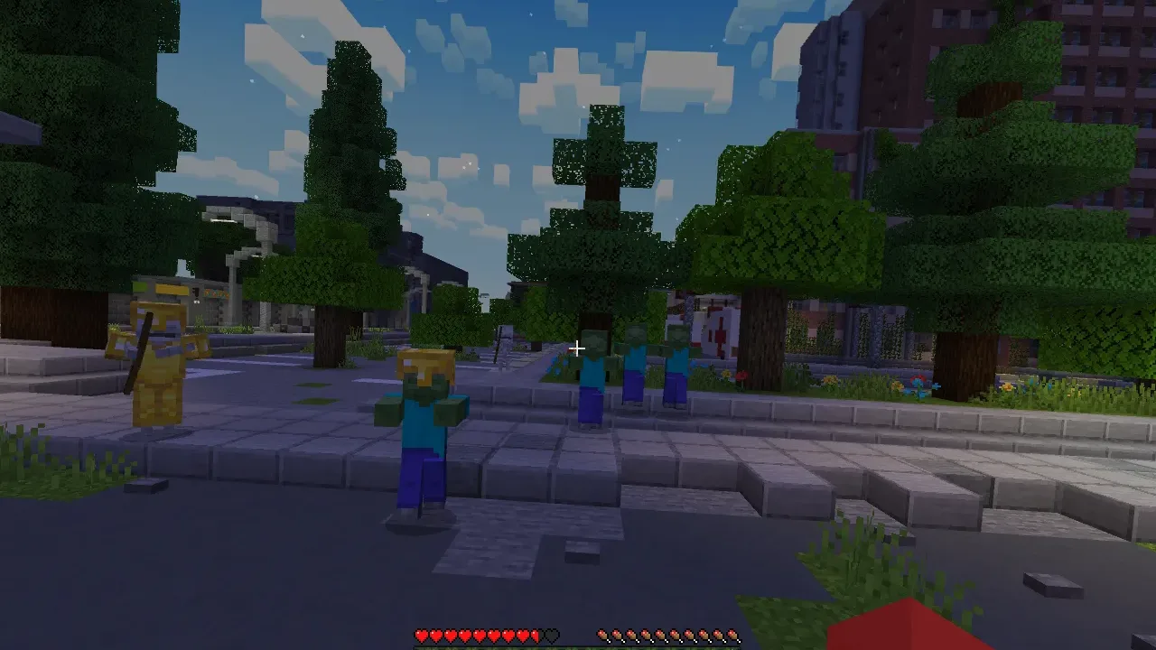 Invasão de zumbis no mapa da cidade do Apocalipse Zumbi para Minecraft PE