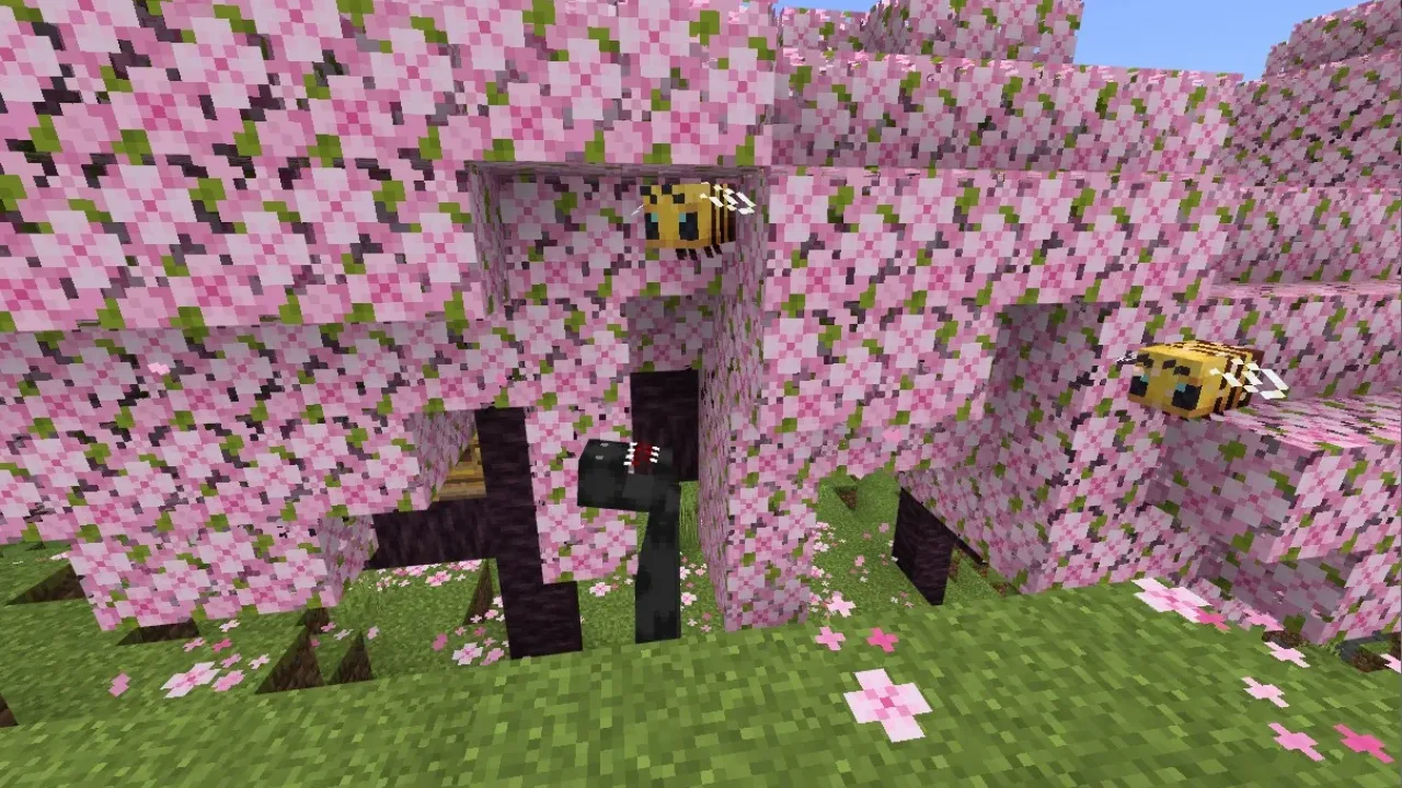 Night Dweller Cherry Grove em mod para Minecraft Bedrock