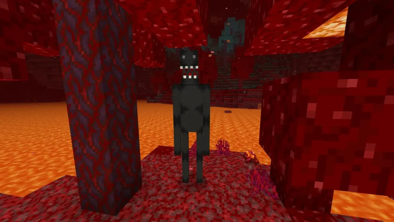 Night Dweller in Hell em um mod para Minecraft Bedrock