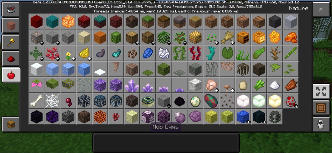 Inventário do Menu Mod para Minecraft PE